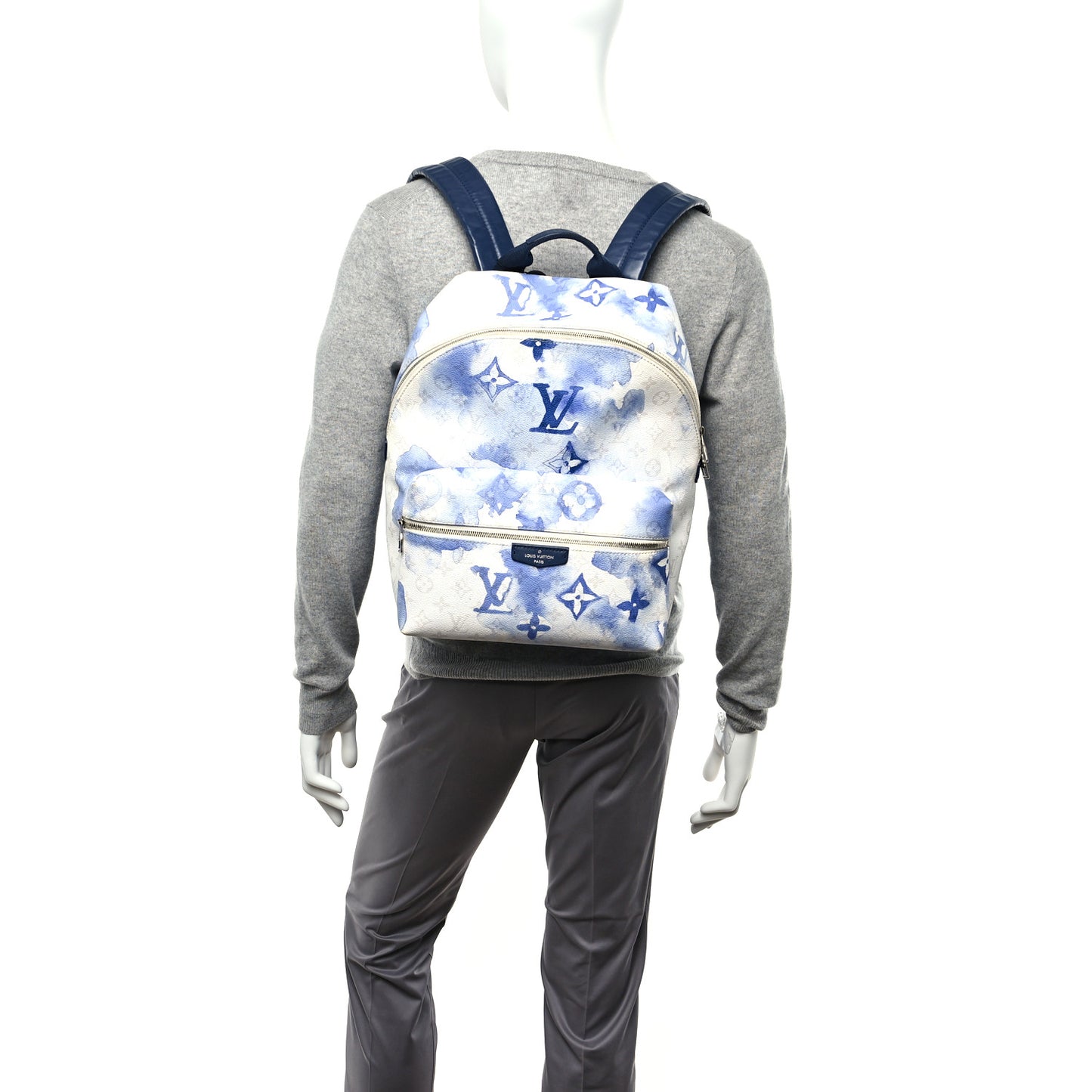 Monogram Watercolor Discovery Backpack Blue