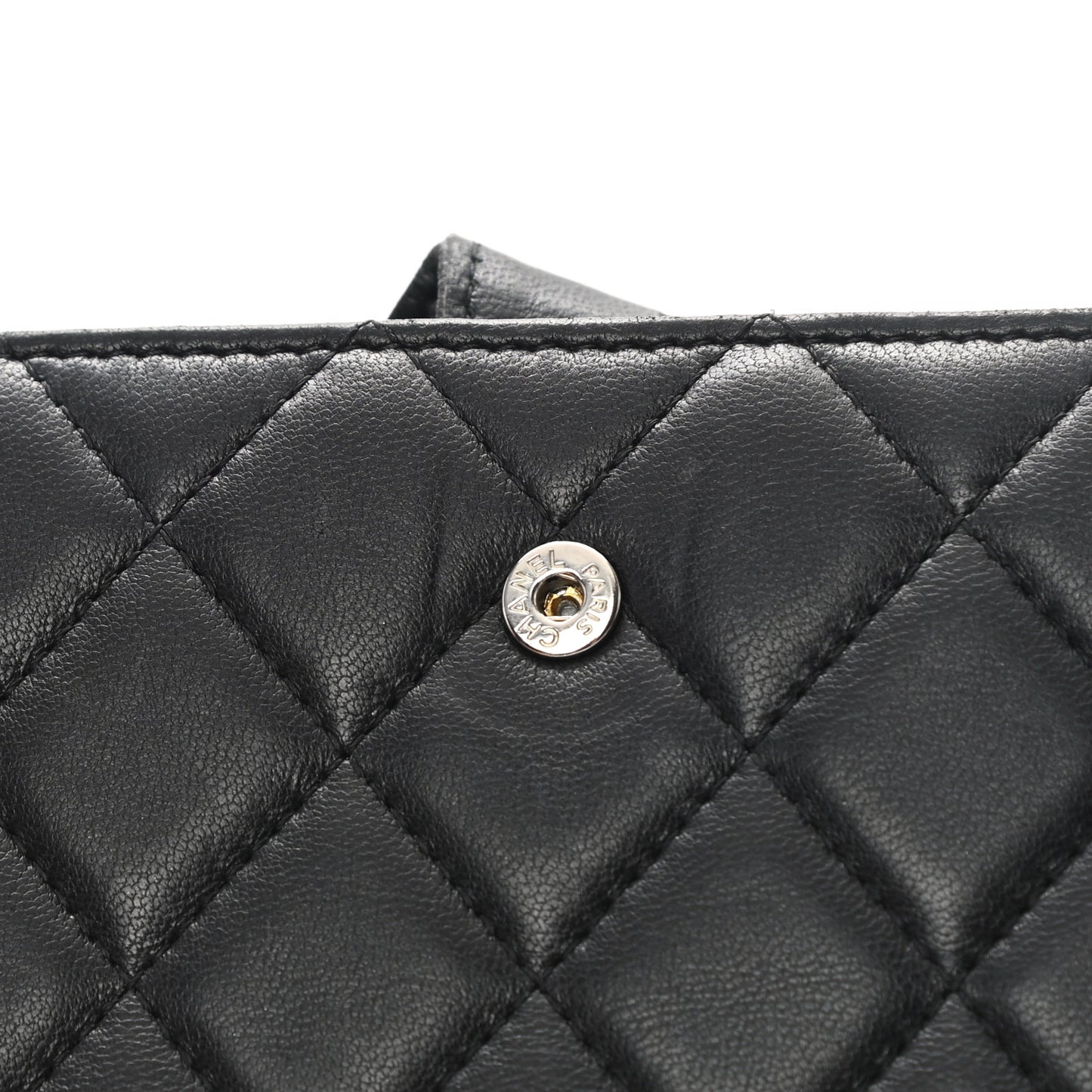 Lambskin Quilted Long Flap Wallet Black