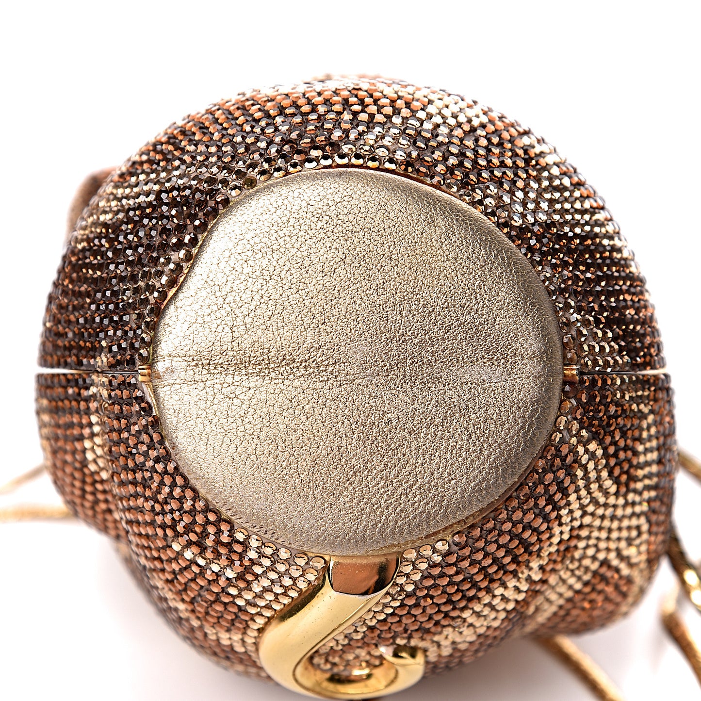 Crystal See No Evil Monkey Minaudiere Clutch Bronze Gold