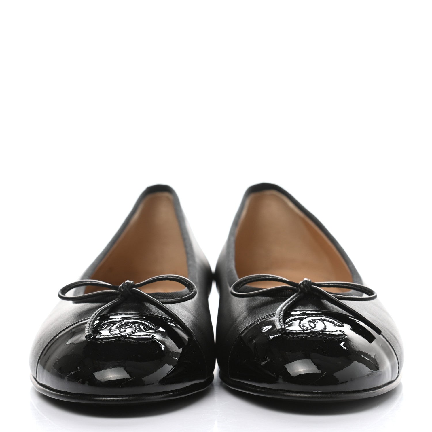 Chanel Lambskin Patent Cap Toe Ballerina Flats 39 Black 2 of 10