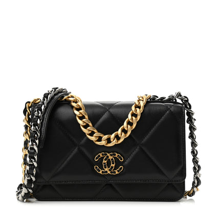 Chanel Lambskin Quilted Chanel 19 Wallet On Chain WOC Black 1 of 12