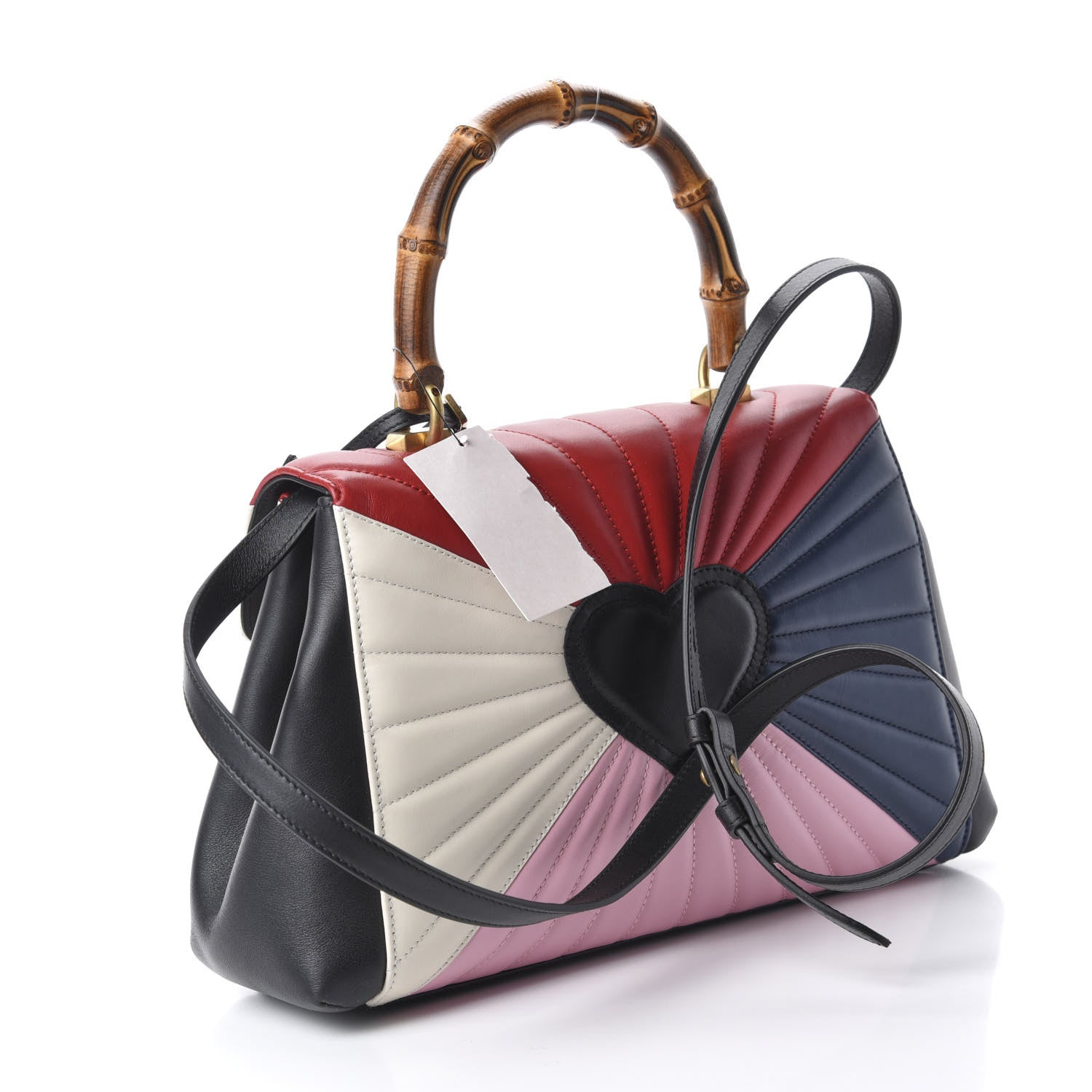 Gucci Calfskin Bamboo Trapuntata Queen Margaret Top Handle Bag Blue Agata Hibiscus Red Mystic White Sugar Pink 4 of 11