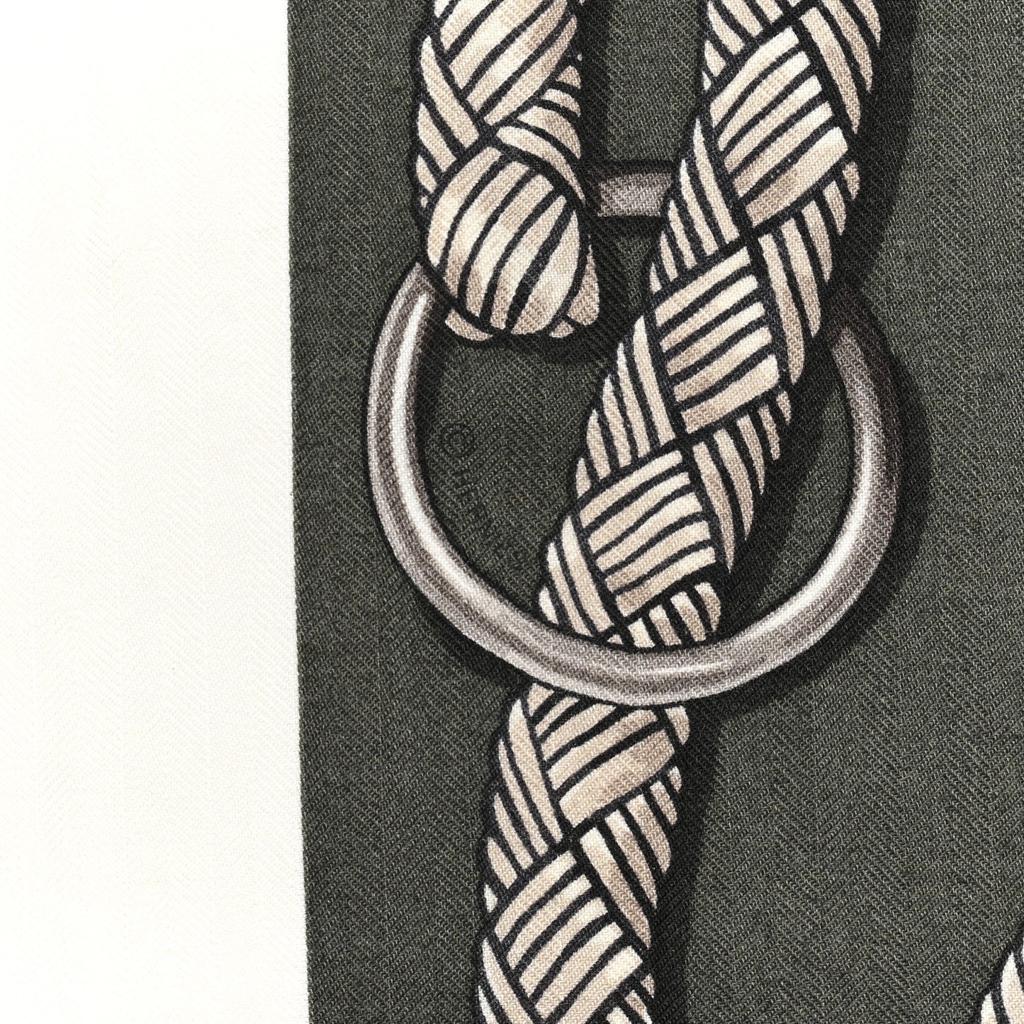 Cashmere Silk Palefroi Scarf 140 White Vert Loden Gris Argent