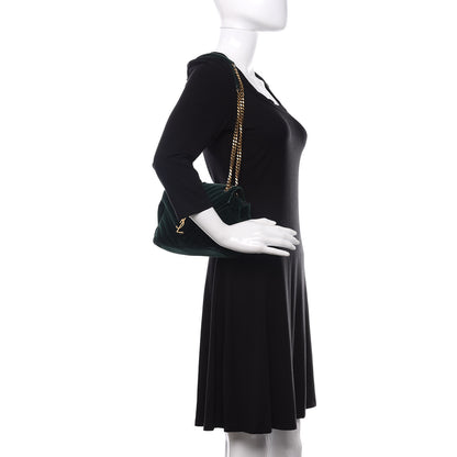 Saint Laurent Velvet Matelasse Chevron Medium Monogram Chain Bag New Dark Green 2 of 19