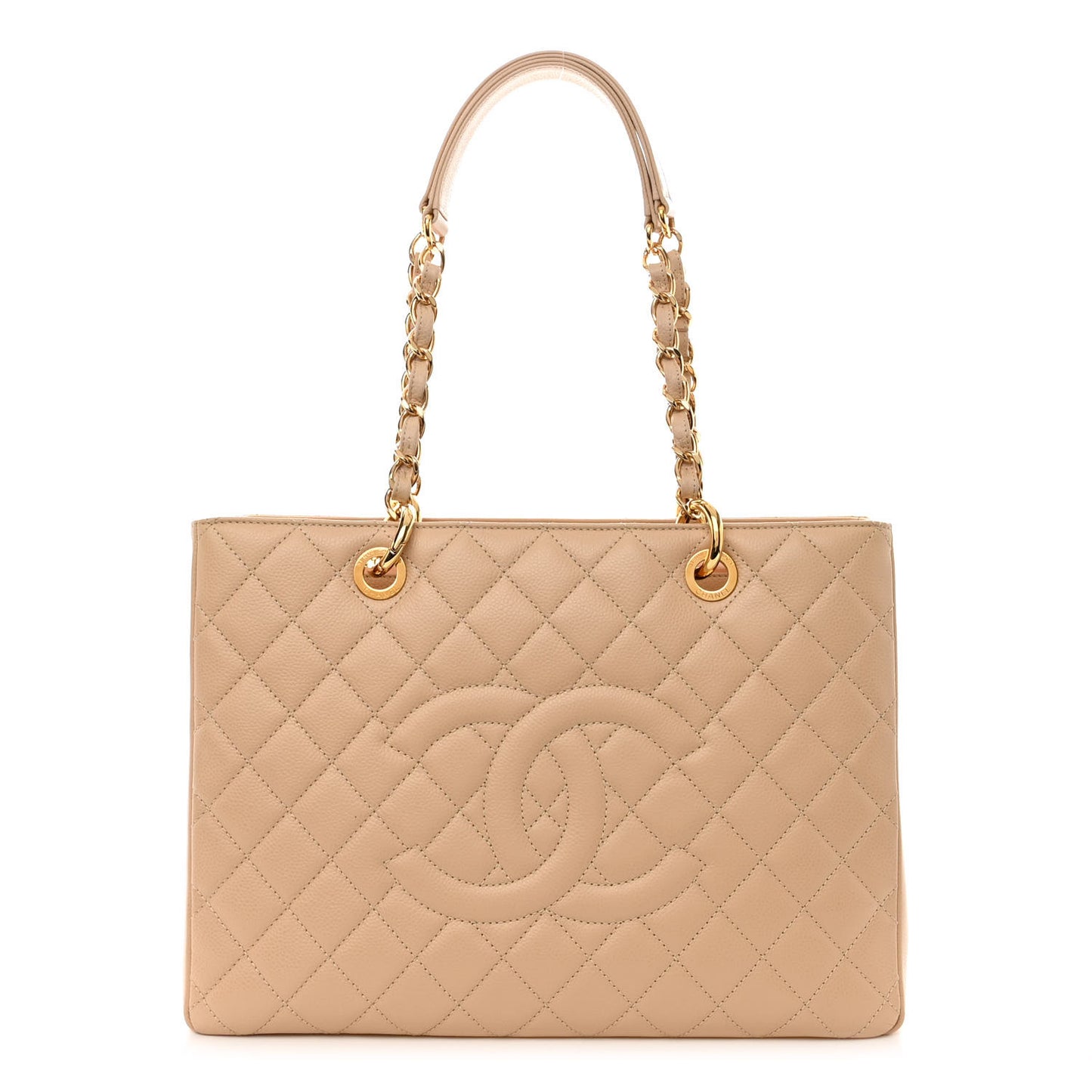 Caviar Quilted Grand Shopping Tote GST Beige Clair