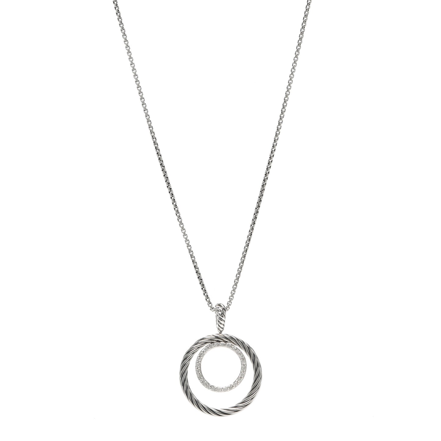 Sterling Silver Diamond Mobile Circle Pendant Necklace