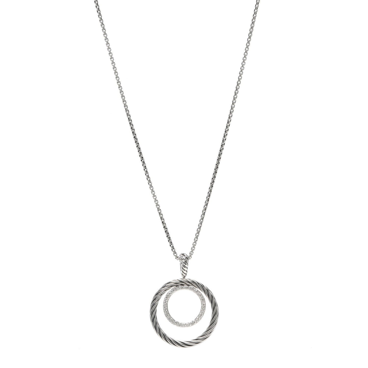David Yurman Sterling Silver Diamond Mobile Circle Pendant Necklace 1 of 4
