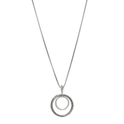 David Yurman Sterling Silver Diamond Mobile Circle Pendant Necklace 1 of 4