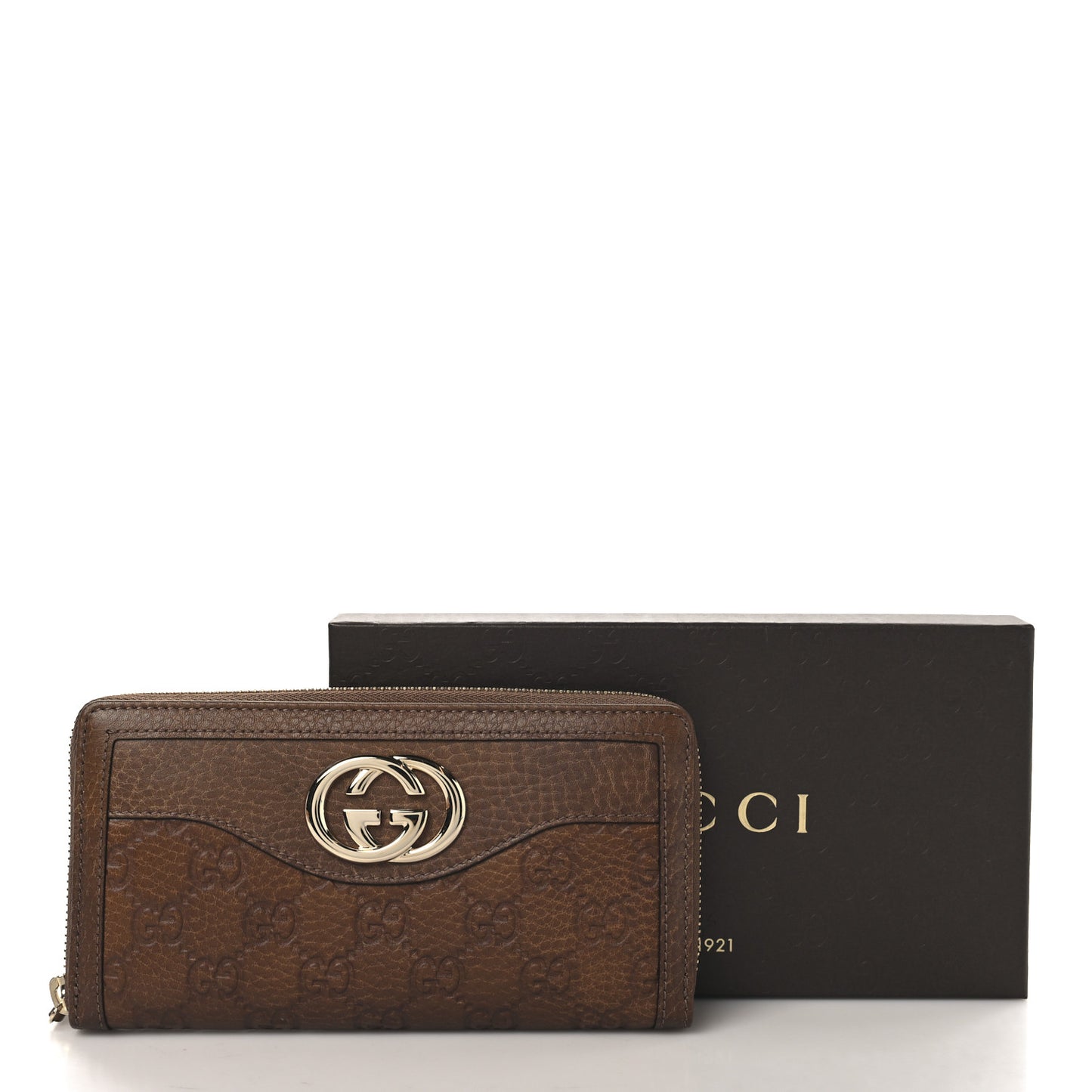 Guccissima Sukey Zip Around Wallet Brown