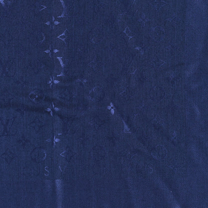 Louis Vuitton Silk Wool Monogram Shawl Night Blue 2 of 3