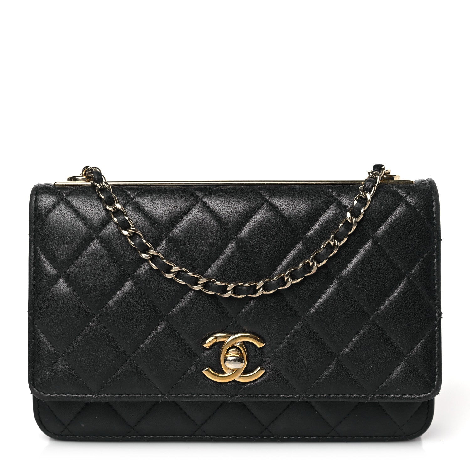 Chanel Lambskin Quilted Trendy CC Wallet On Chain WOC Navy 1 of 9