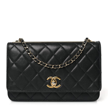 Chanel Lambskin Quilted Trendy CC Wallet On Chain WOC Navy 1 of 9