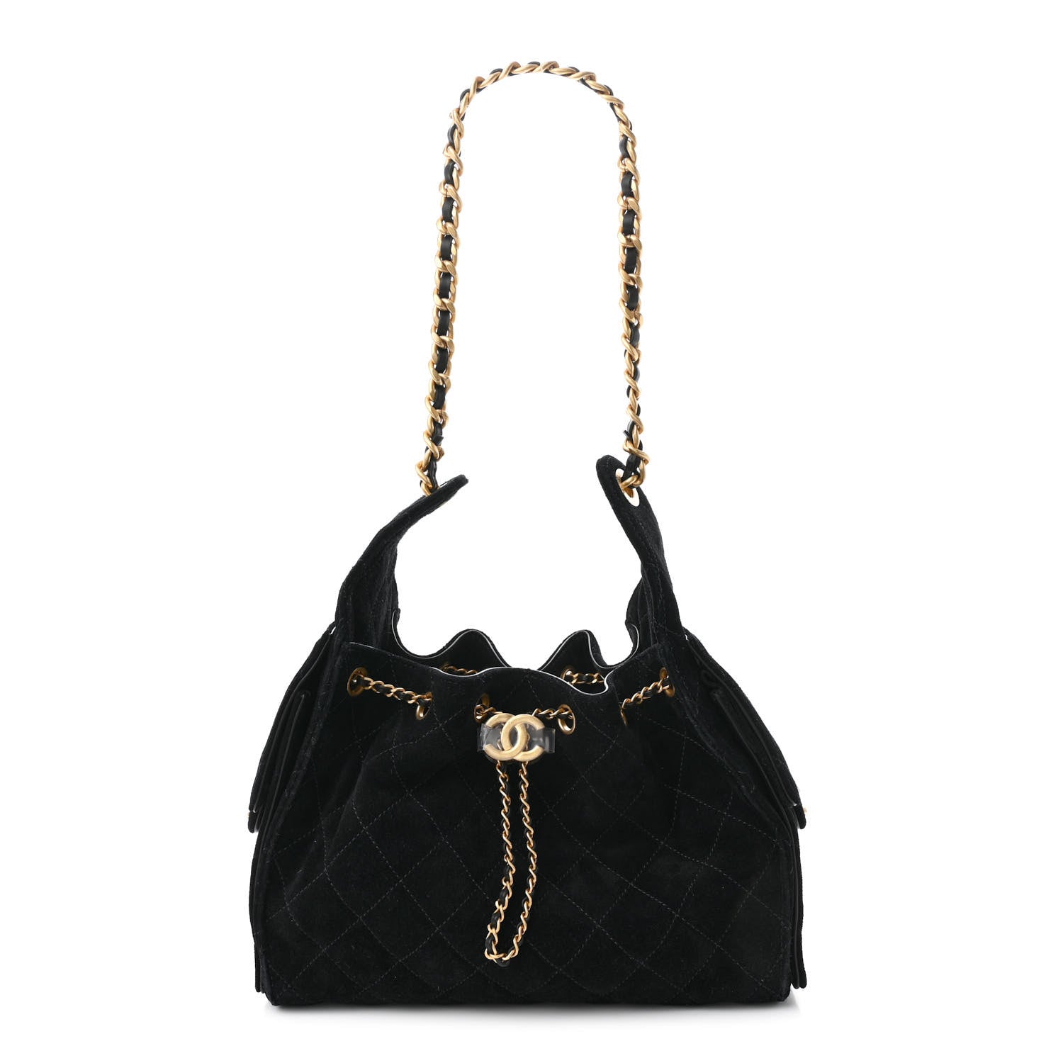Chanel Suede Quilted Small Chanel 25 Handbag Black 1 of 12