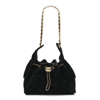 Chanel Suede Quilted Small Chanel 25 Handbag Black 1 of 12