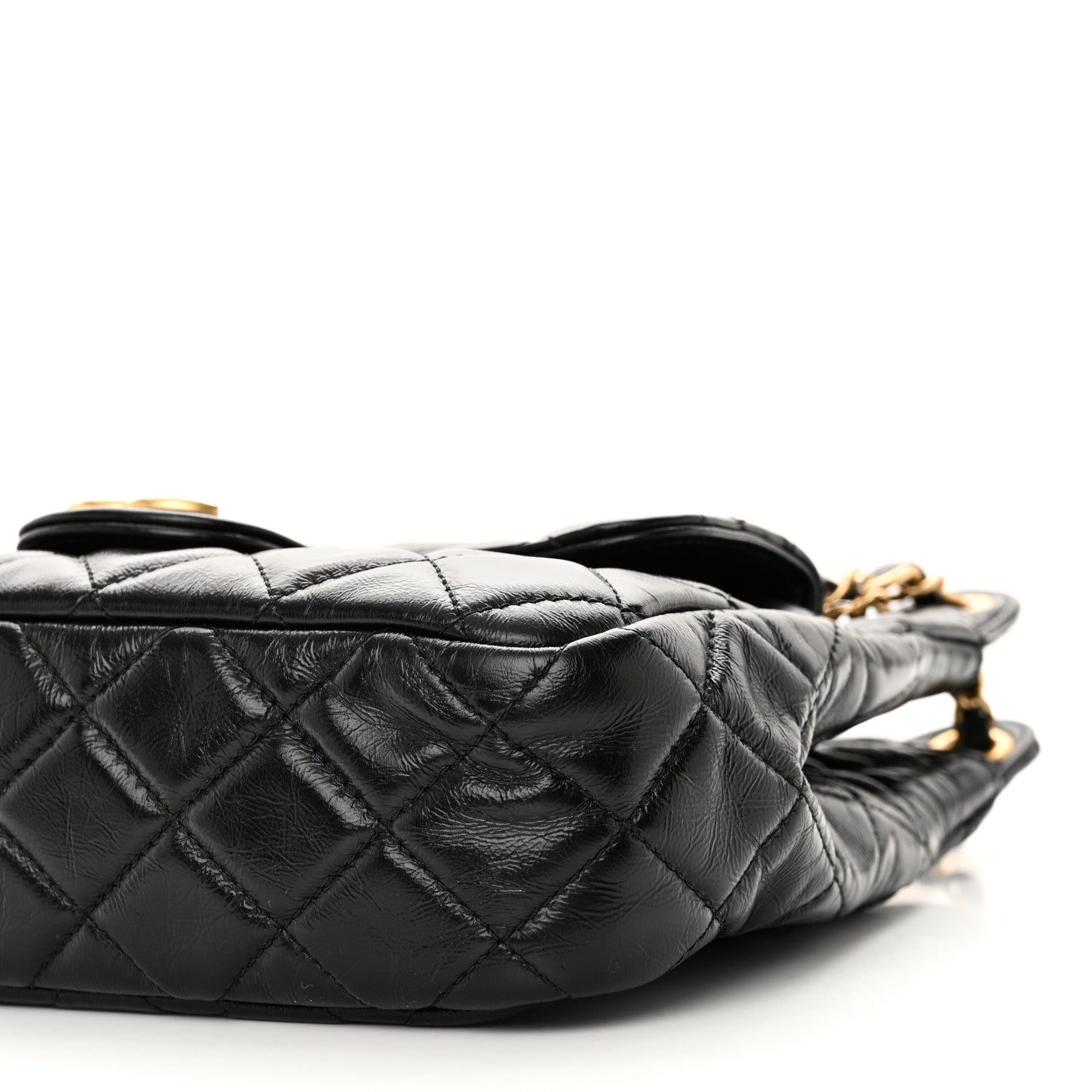 Chanel Shiny Crumpled Calfskin Quilted Wavy CC Hobo Black 10 of 11