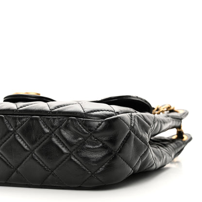 Chanel Shiny Crumpled Calfskin Quilted Wavy CC Hobo Black 10 of 11