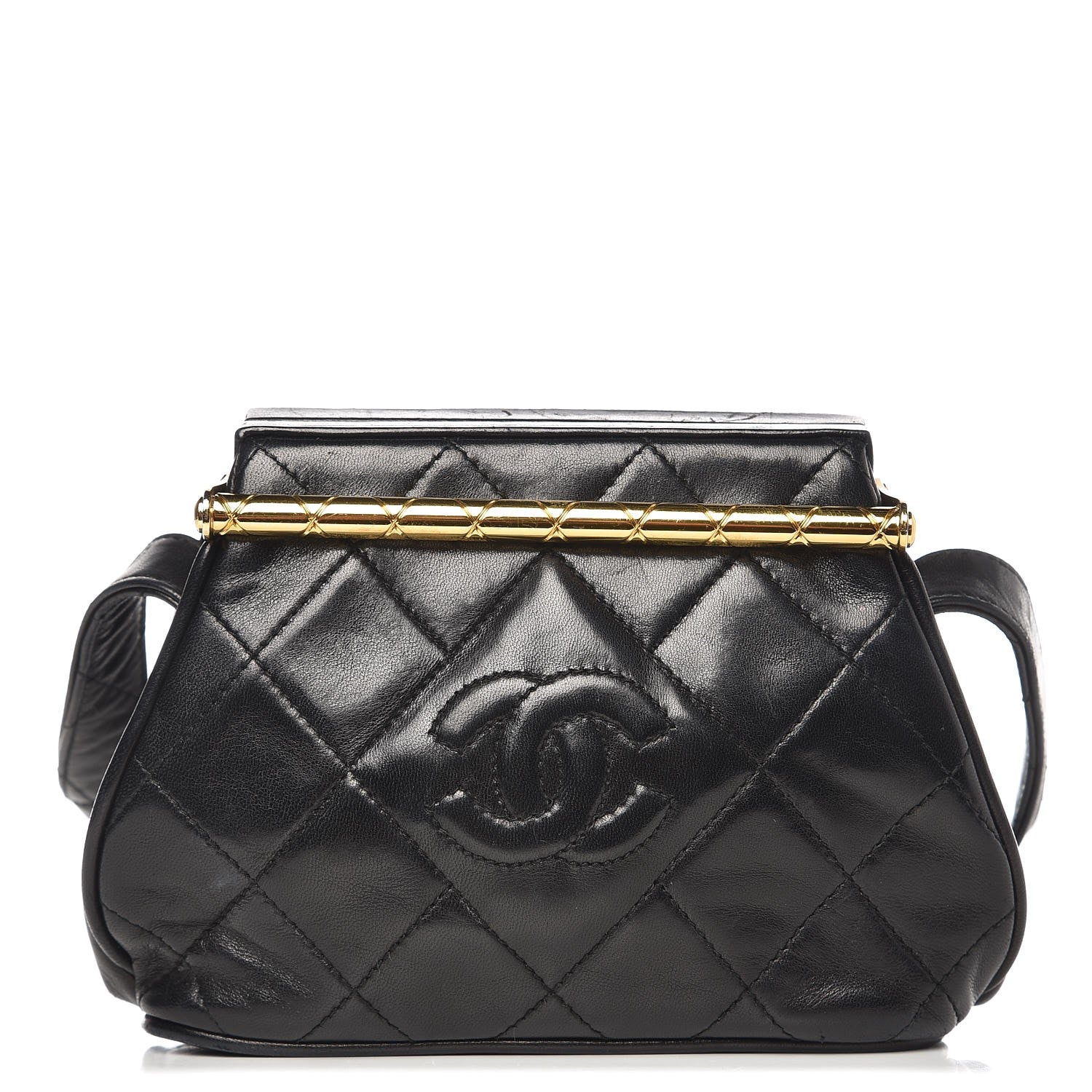Chanel Lambskin Quilted Framed Evening Bag Black 1 of 9