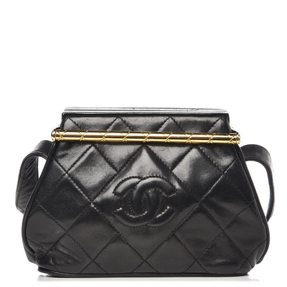Chanel Lambskin Quilted Framed Evening Bag Black 1 of 9