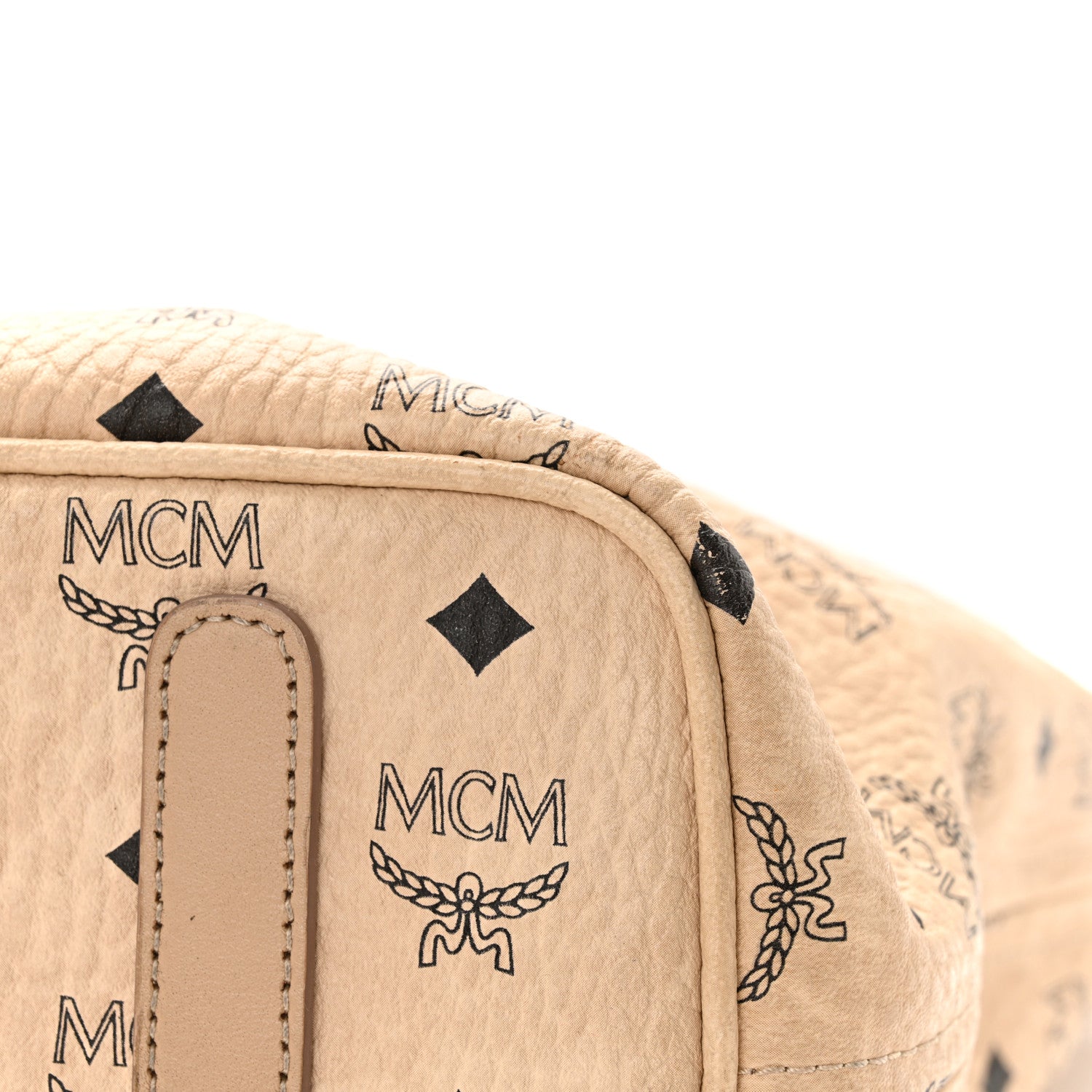 MCM Visetos Medium Top Zip Shopper Tote Beige 15 of 15