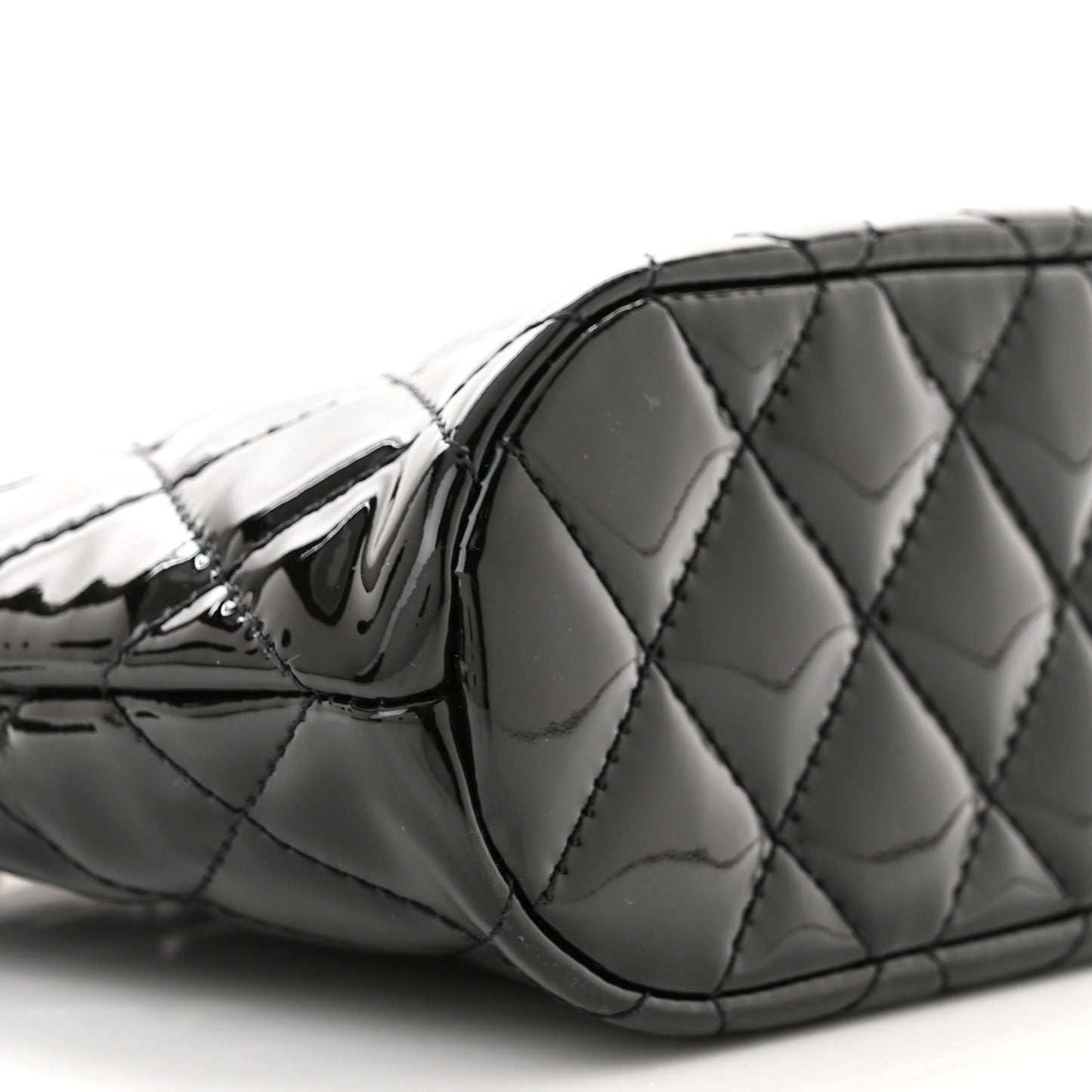 Patent Quilted Shiny Coco Small Shopping Bag Black