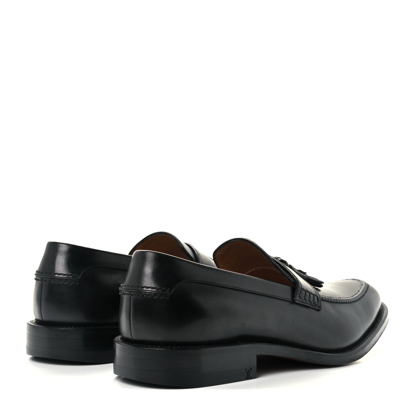 Calfskin Mens Tassle Loafers 8.5 Black