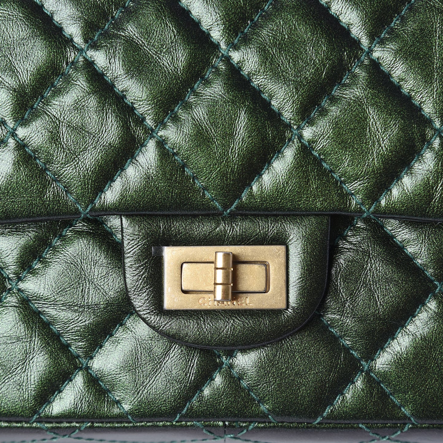 Metallic Calfskin Quilted 2.55 Reissue 226 Flap Green