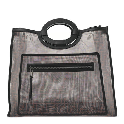 Fendi Mesh Vitello Century Cuoio FF 1974 Medium Runaway Shopper Tote Marrone Black Ebano 1 of 10