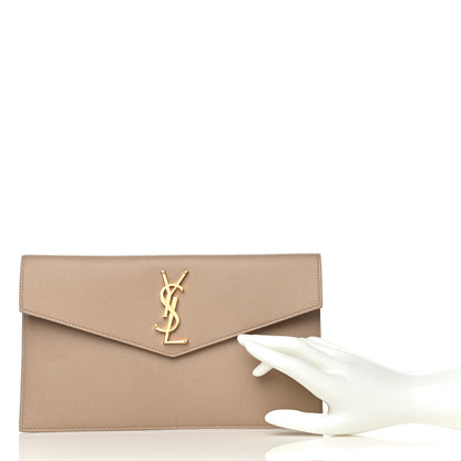 Saint Laurent Grain De Poudre Uptown Pouch Dark Beige 2 of 11