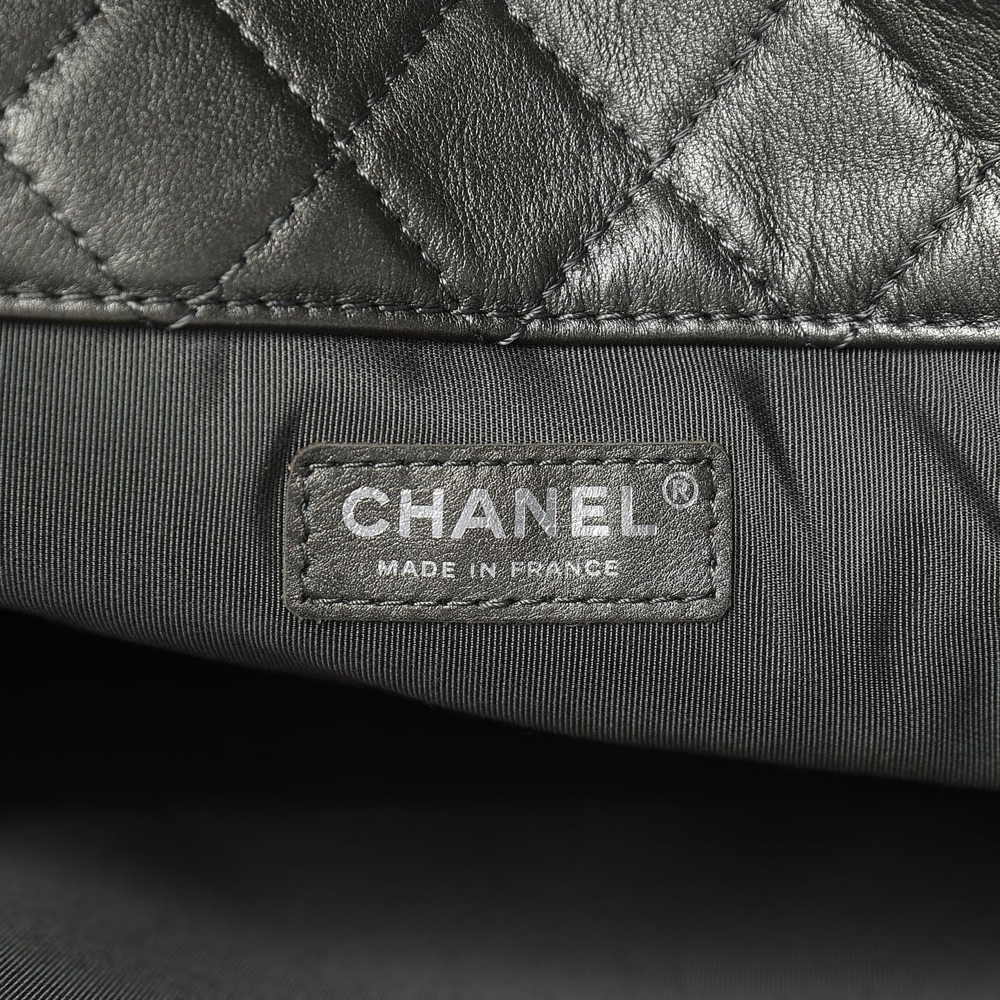 Metallic Calfskin Quilted XXL Travel Flap Bag Dark Silver