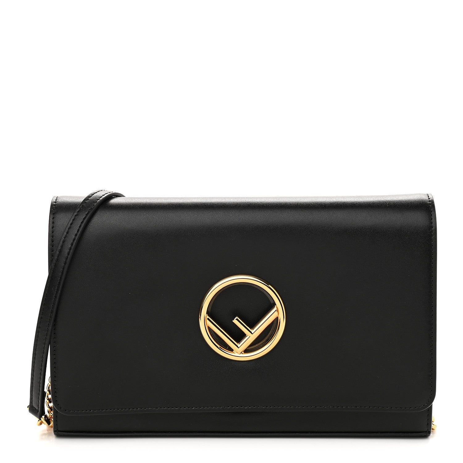 Fendi Vitello Liberty Lucido F is Fendi Wallet on Chain Black 1 of 9