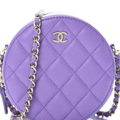 Chanel Caviar Quilted Round Clutch With Chain Purple 8 of 11