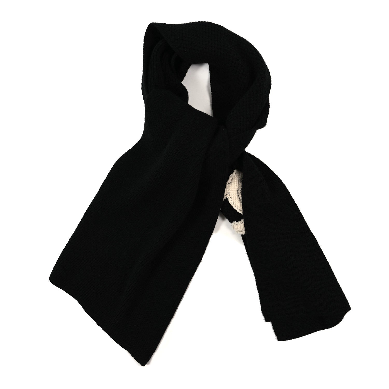 Chanel Cashmere CC Scarf Black White 1 of 3