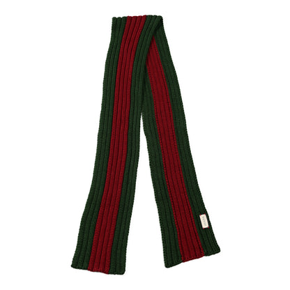 Gucci Silk Wool Knit Web Scarf Green Red 2 of 3