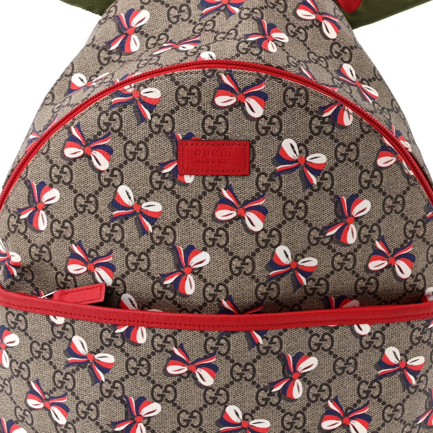 GG Supreme Monogram Sylvie Bow Print Childrens Backpack Red