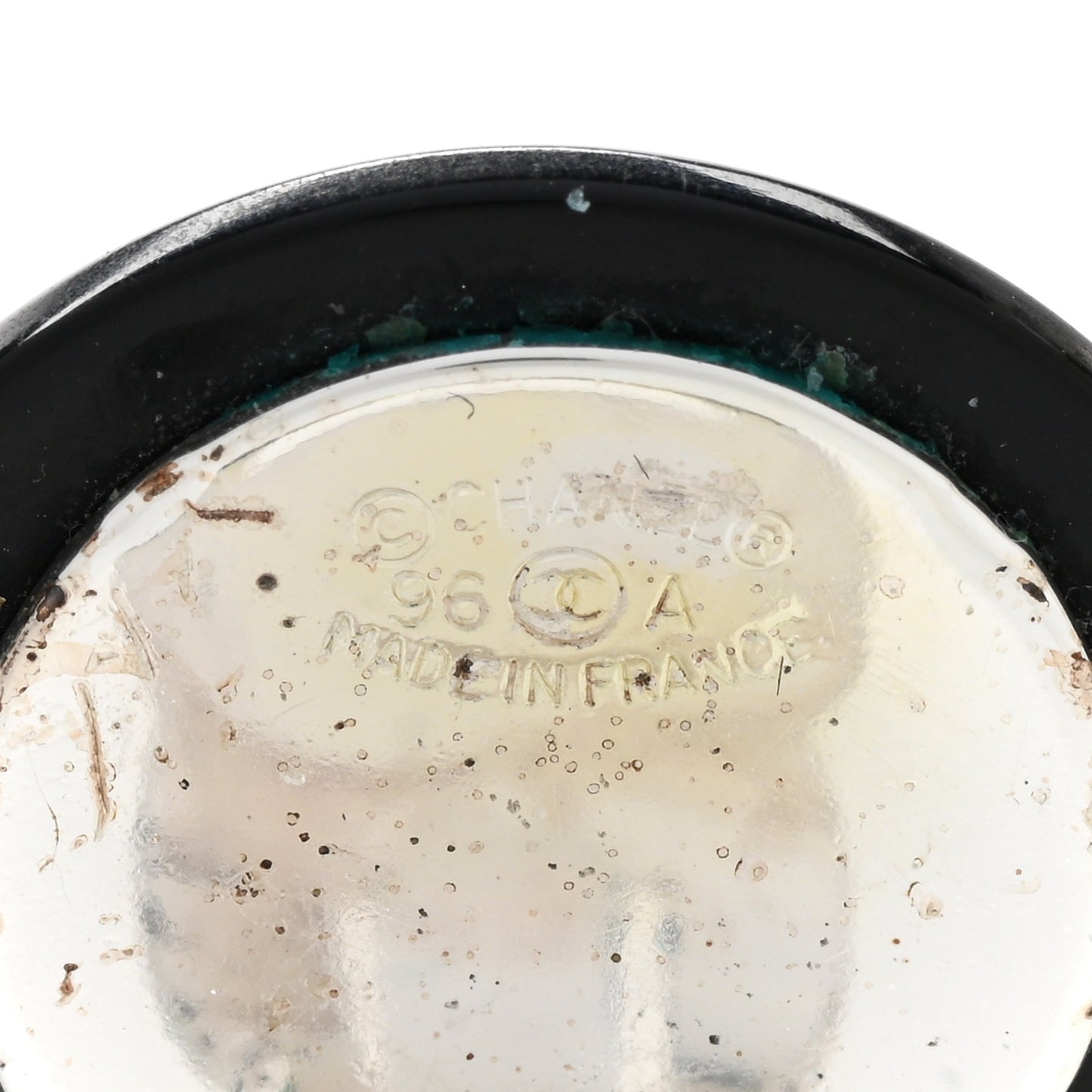 Resin Crystal CC Round Clip On Earrings Black