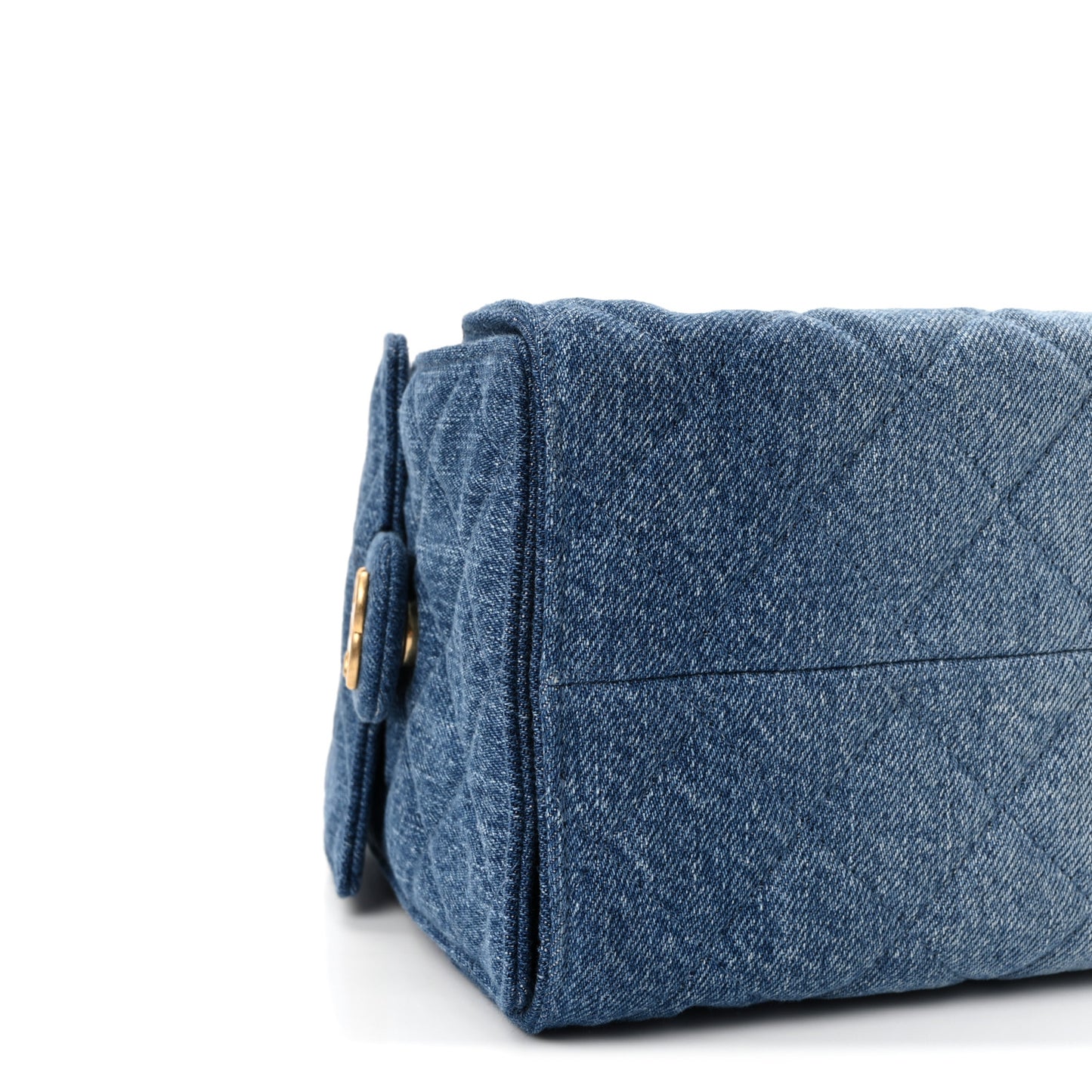 Washed Denim Quilted Small Chanel 25 Handbag Blue