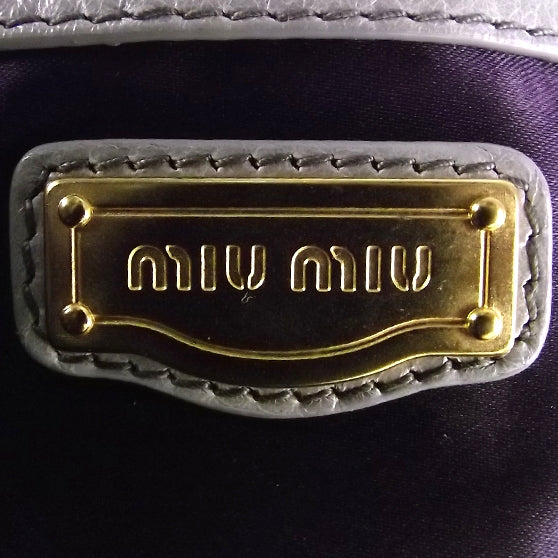 Miu Miu Leather Vitello Lux Bow Satchel Gray 11 of 11