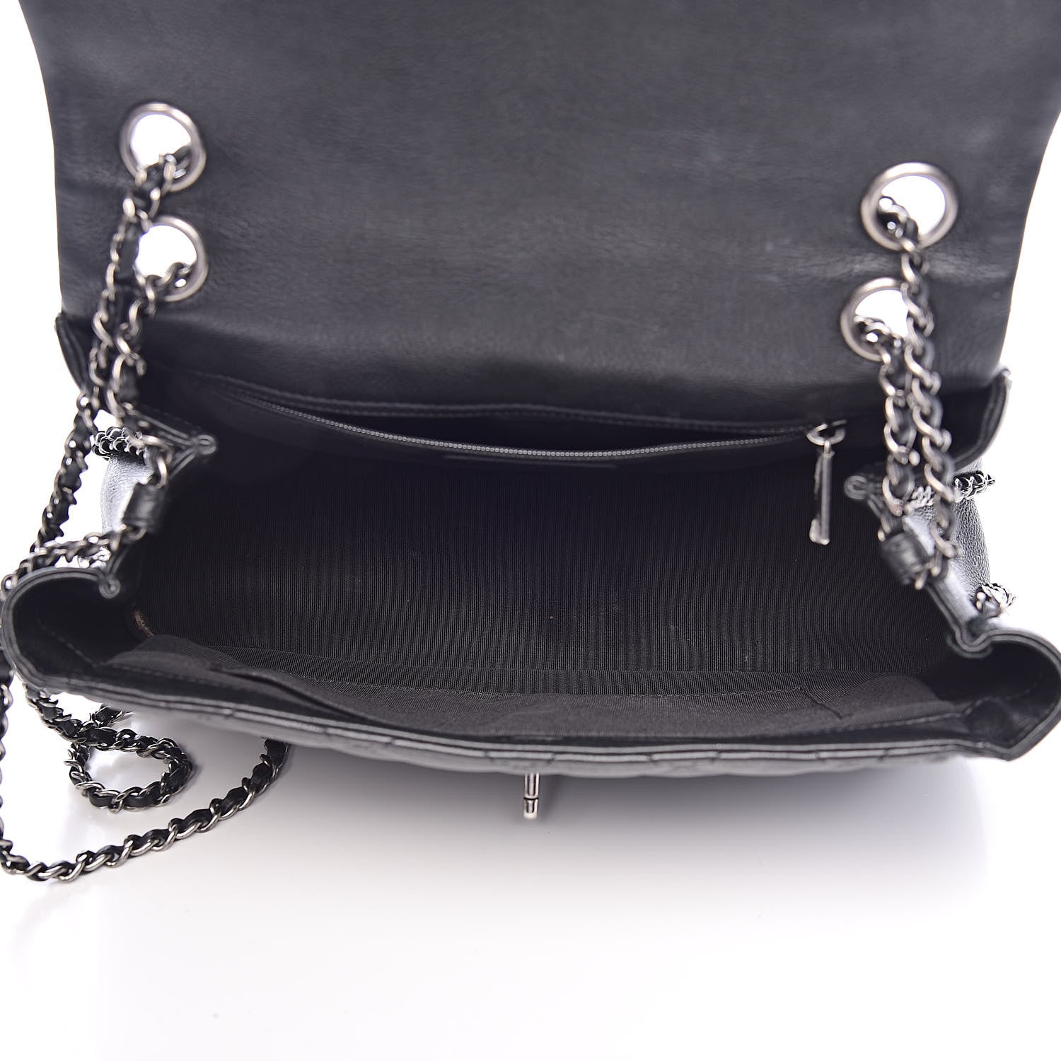 Chanel Calfskin Quilted Medium Frame In Chain Flap Black 5 of 12