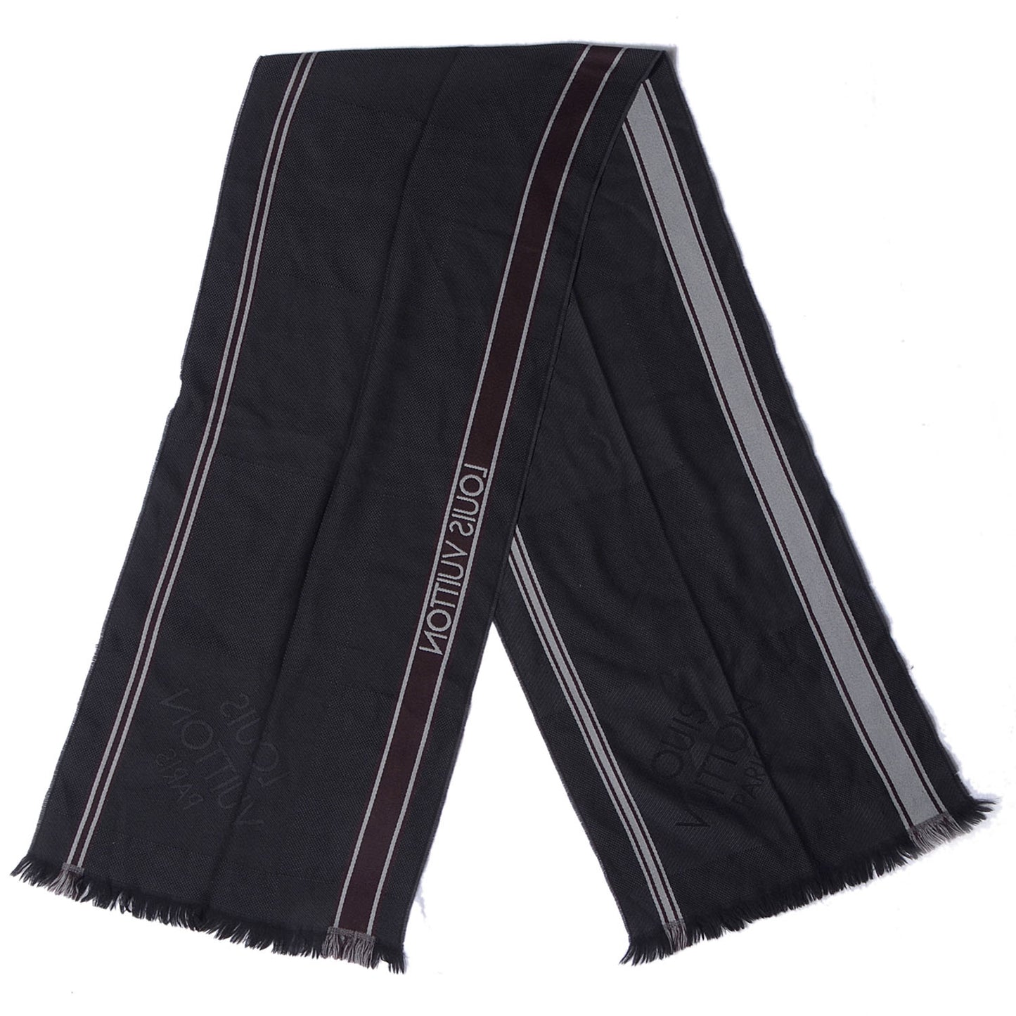 Wool Messager Damier Geant Scarf Black