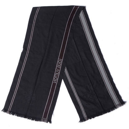Louis Vuitton Wool Messager Damier Geant Scarf Black 3 of 5