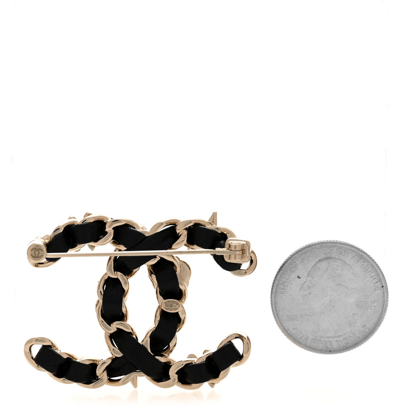 Lambskin Pearl Strass Sergeant Chanel Brooch Black Gold