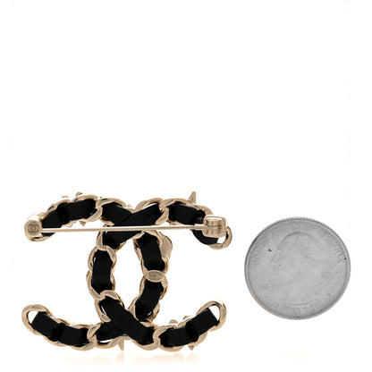 Chanel Lambskin Pearl Strass Sergeant Chanel Brooch Black Gold 2 of 4