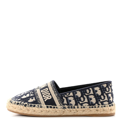 Christian Dior Oblique Embroidered Granville 15mm Espadrilles 37.5 Deep Blue 1 of 8