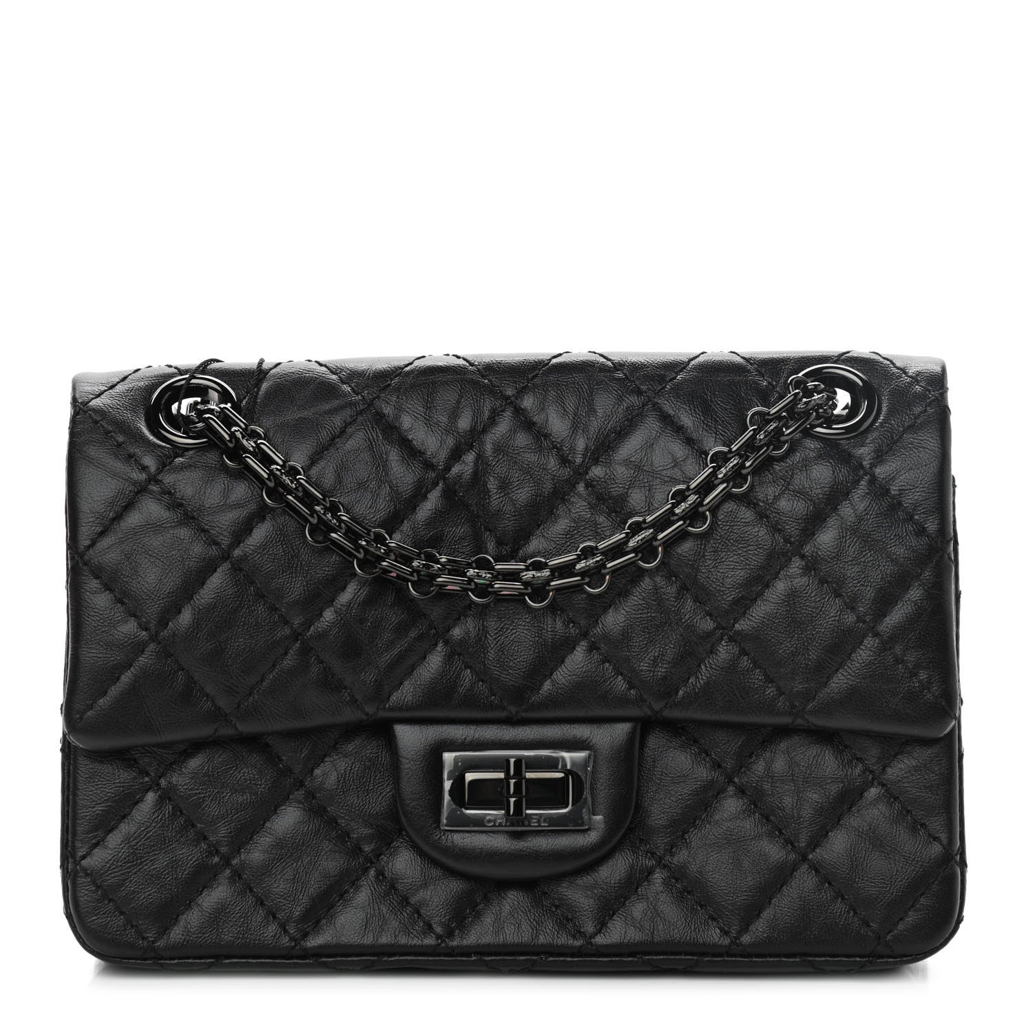 Chanel Aged Calfskin Quilted 2.55 Reissue Mini Flap So Black 1 of 11