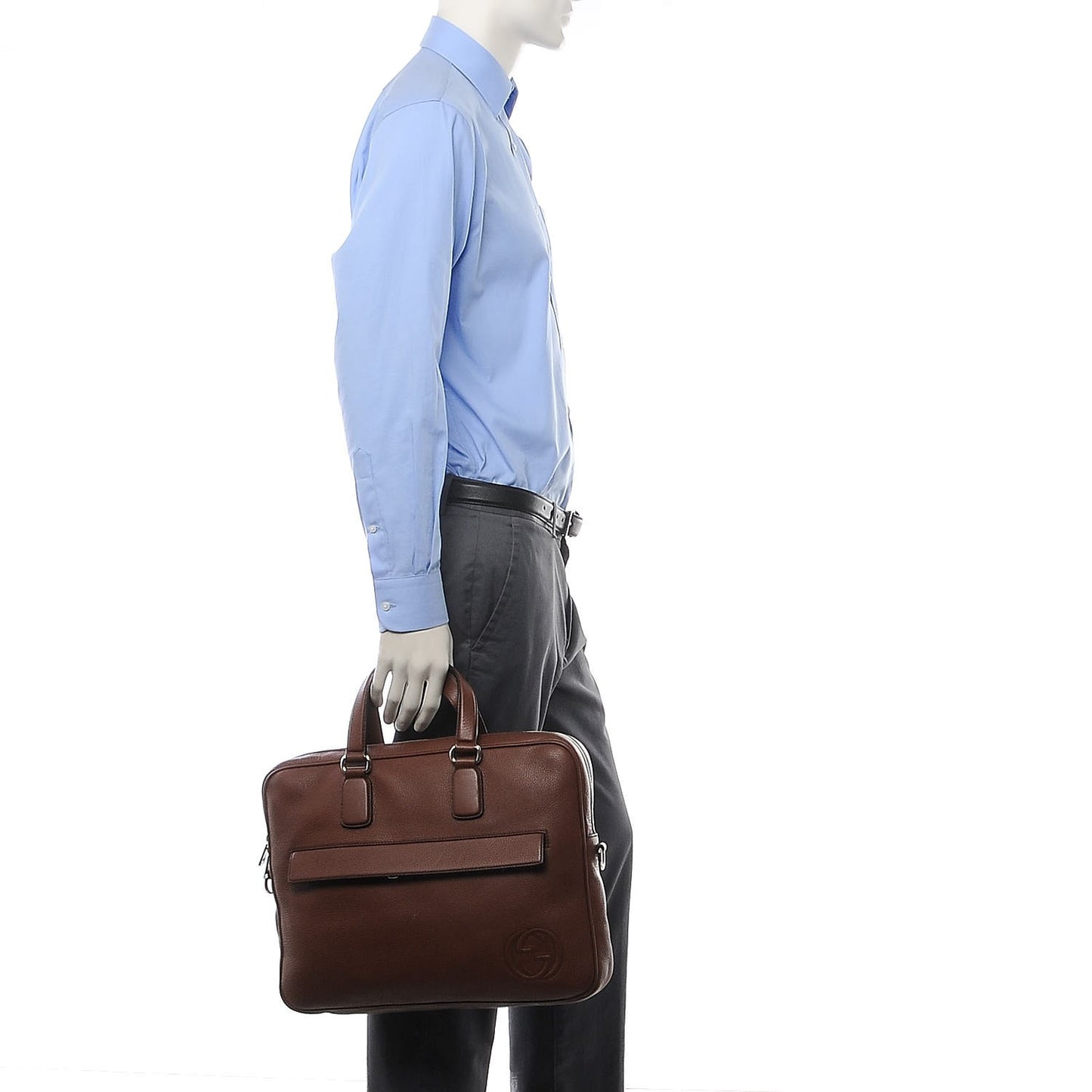 Pebbled Calfskin Large Soho Briefcase Brown