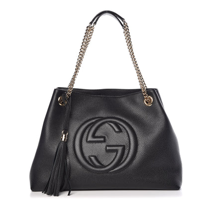 Gucci Pebbled Calfskin Medium Soho Chain Shoulder Bag Black 1 of 10