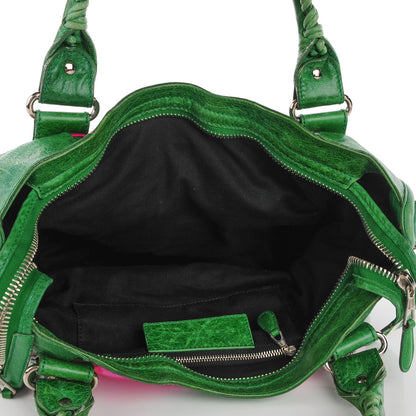 Balenciaga Chevre Satin Giant City Green Floral 7 of 10