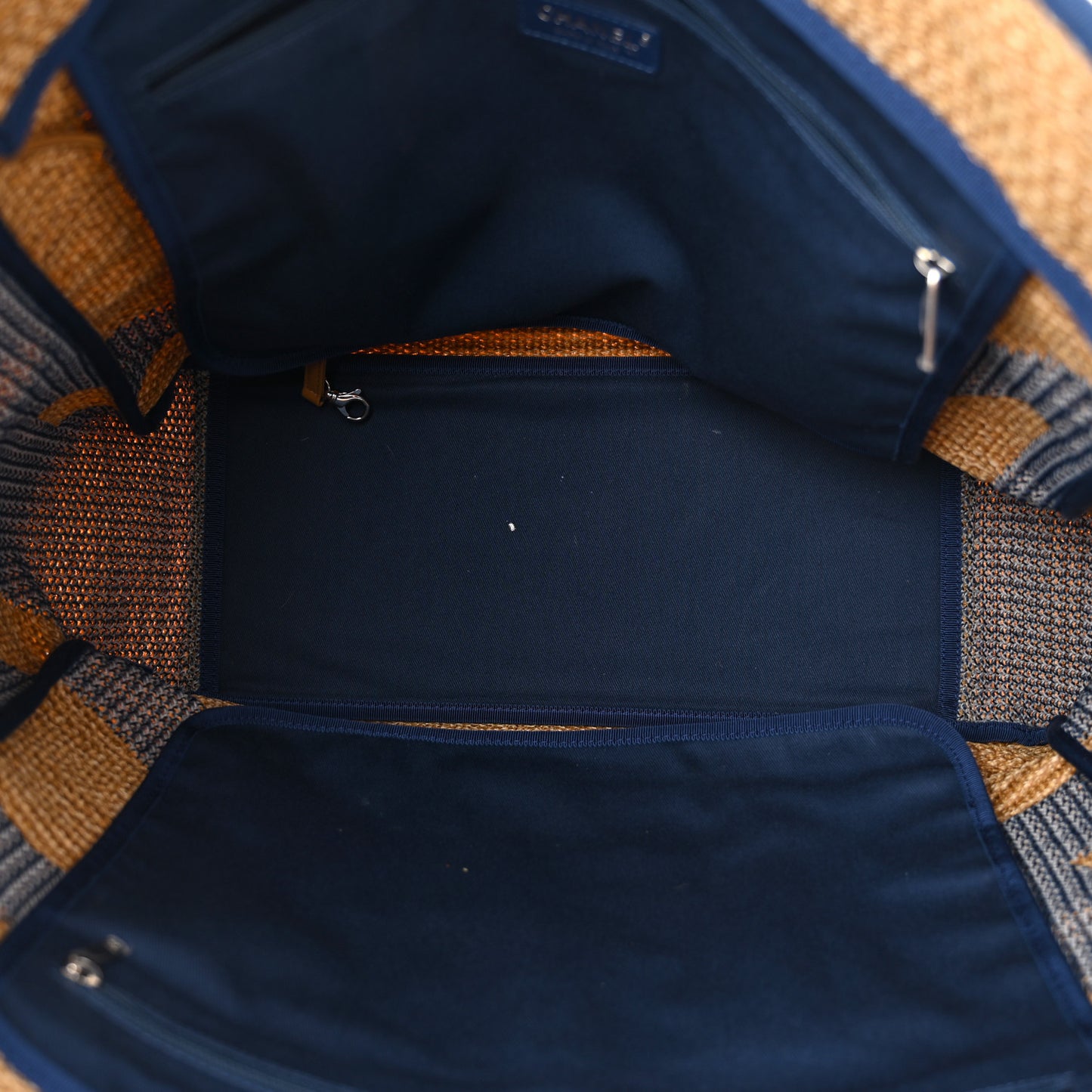 Mixed Fibers Large Maxi Shopping Bag Blue Beige