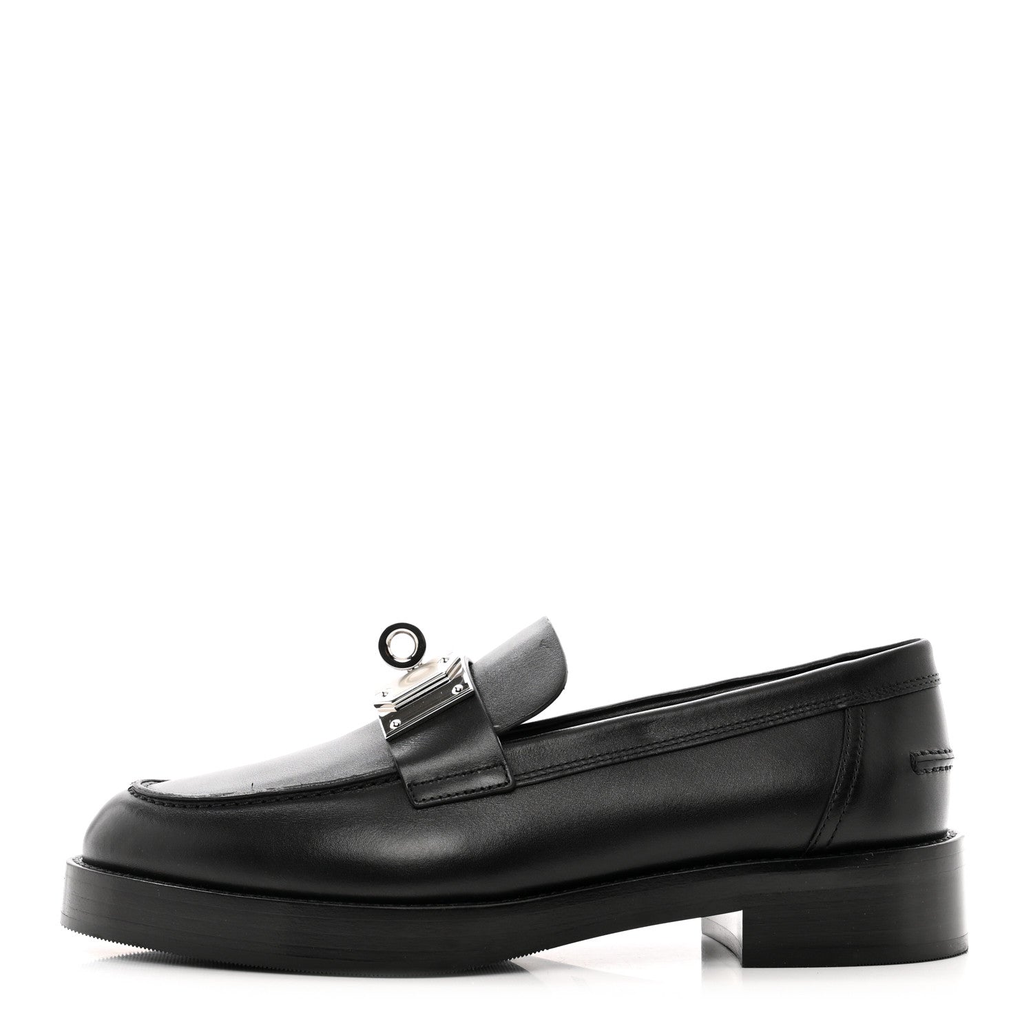 Hermes Calfskin Womens Hot Loafer 38.5 Black 1 of 8
