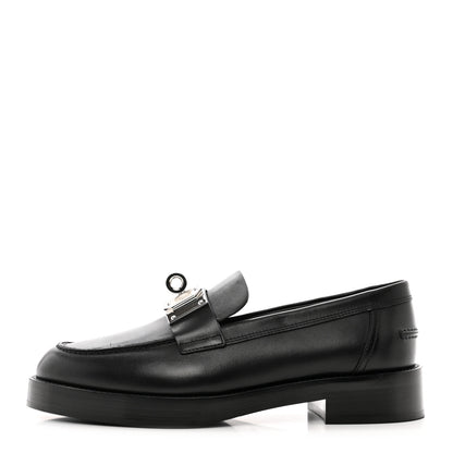 Hermes Calfskin Womens Hot Loafer 38.5 Black 1 of 8